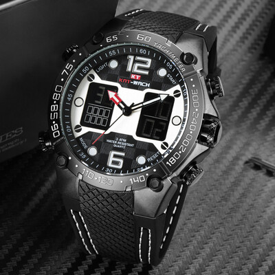 

KAT-WACH watch mens LED luminous double movement sports silicone electronic watch waterproof student quartz watch