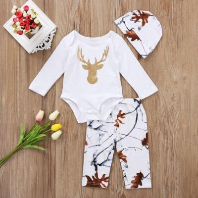 

Newborn Baby New Fashion Autumn Long Sleeve Warm Clothes Romper Jumpsuit 3pcs