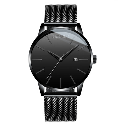 

Real leather mens watch simple quartz watch Korean trend student watch large dial casual personality watches mens watches