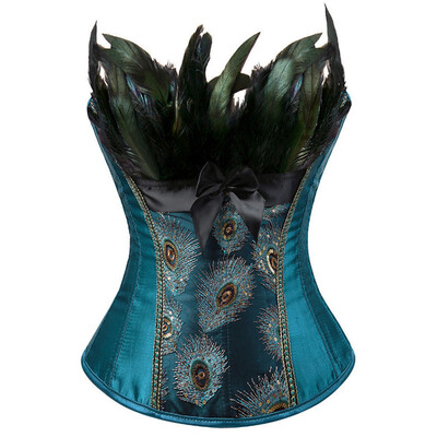 

Lace-Up Feather Sequined Embroidered Corset