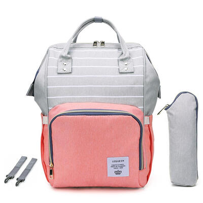 

Stripes Waterproof Mummy Backpacks Large USB Port Maternity Diaper Handbag
