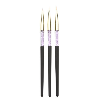 

3PCS Professional Nail Liner Pen with Rhinestones Handle for Drawing Details Blending Lines Stripes Nail Tool Kit