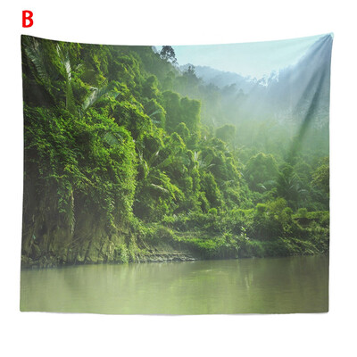 

Toponeto Misty Forest Tapestry Wall Hanging Nature Landscape Tapestry Sunshine Through Tree Tapestries For Bedroom Living Room