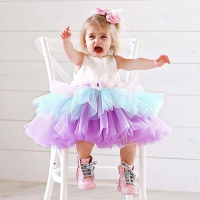 

Toddler Kids Baby Girls Sleeveless Tulle Princess Party Pageant Wedding Dresses