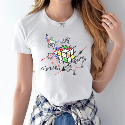 

Geometric Rubik Cube T-shirt Creative Fashion The Big Bang Theory Geek Cubic T-shirt Modal Short Tee Tops For Gilrs