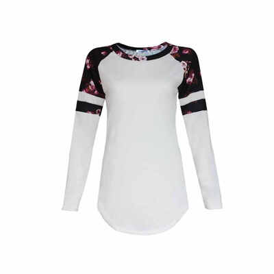 

Women Round Neck Casual Long Sleeve T-shirt Blouse Loose Floral Printed Tops Basic Clothes