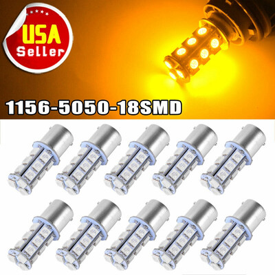 

10x 1156 1141 AmberYellow 18SMD Turn Signal Parking LED Light Bulbs BA15S 12V