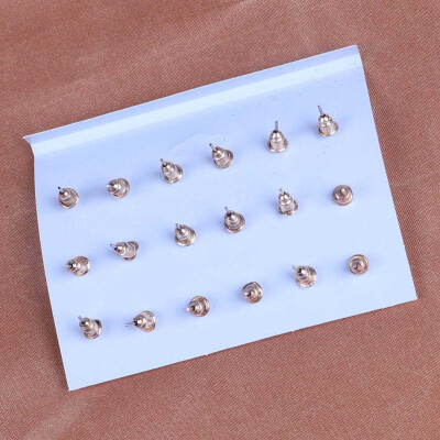 

Rose Flower heart Crystal Stud Earrings Women Female Ear Studs Earring Jewelry Multi-element Combination Set Earrings