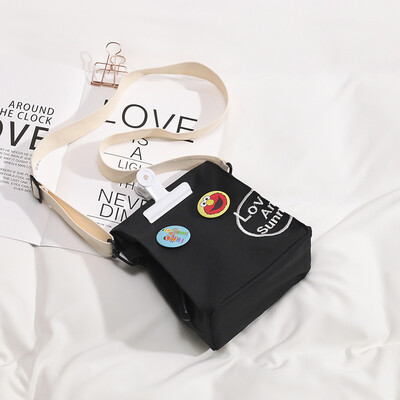 

Small bag female new 2019 summer canvas shoulder Messenger bag tide Korean fashion personality girl wide shoulder strap bag