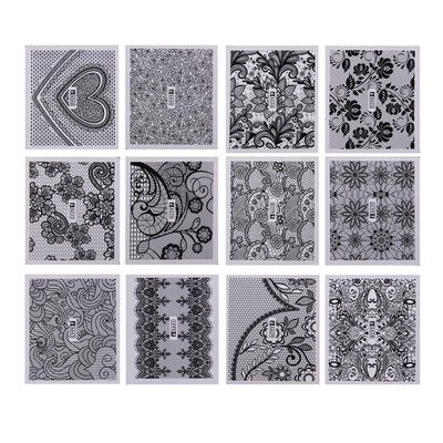 

24 Sheets DIY Decals Nail Art Water Transfer Printing Stickers Black Lace