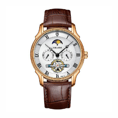 

TEVISE T851A Business Men Mechanical Watch Moon Phase Second Hour Display Timer Three Sub-Dials Fashion Casual Stainless Steel Str