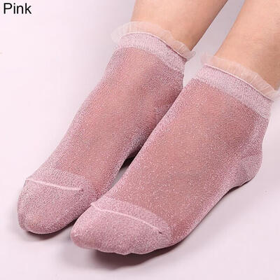 

Summer Women Ladies Sheer Silky Glitter Transparent Lace Ankle Socks Gift