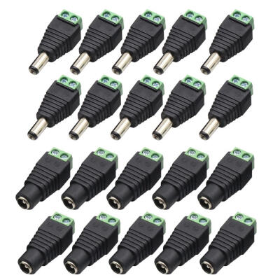 

20pcs 10 Male10 Female DC Power Connector Adapter 21x55mm Plug for CCTV