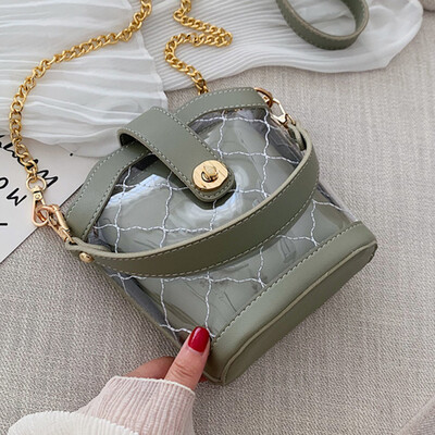 

Summer new female 2019 new Korean version transparent bag oblique chain jelly bag single shoulder bucket bag