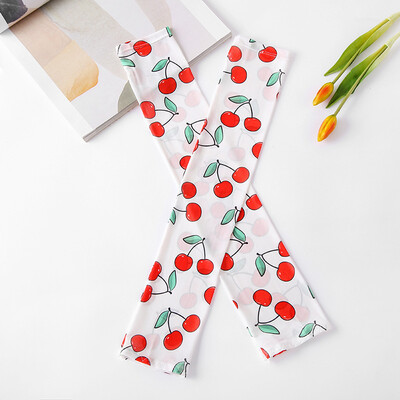 

New digital printing sunscreen grid ice silk sleeves female cartoon outdoor riding travel ice sleeve women factory wholesale