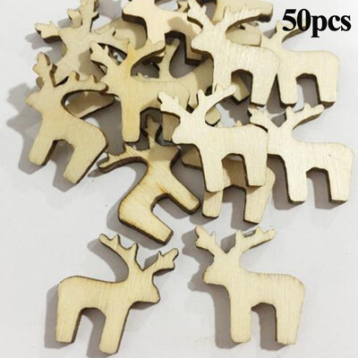 

50Pcs DIY Craft Christmas Xmas Wood Chip Hanging Pendant Ornaments Decor Home