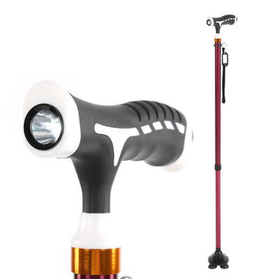 

Greensen Height Adjustable Aluminum Alloy Folding Cane with T Handle Led Light 4-pronged Pivot Base