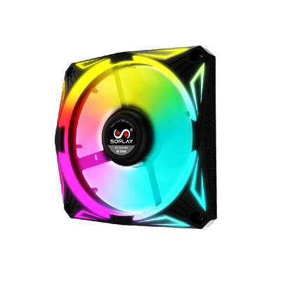 

SOPLAY RGB 12CM Radiator PC Case Fan Cooler Backward Airflow with 4PIN Interface Hydraulic Bearing