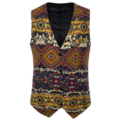 

Toponeto Mens Casual Vintage Ethnic Style Sleeveless Business Vest Top Waistcoat