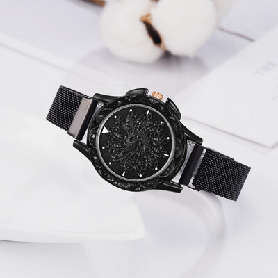 

RM 360 Degree Rotating Fashion Diamond Dial To Run Ladies Quartz Mesh Belt Watch