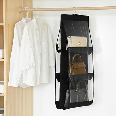 

Handbag hanging closet organizer transparent 6 pockets toy door wall storage bag hanging closet organizer