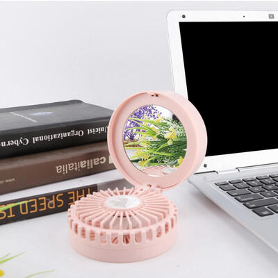

Greensen Portable Mini Folding USB Rechargeable Fan with Makeup Mirror Desktop Handheld Fans