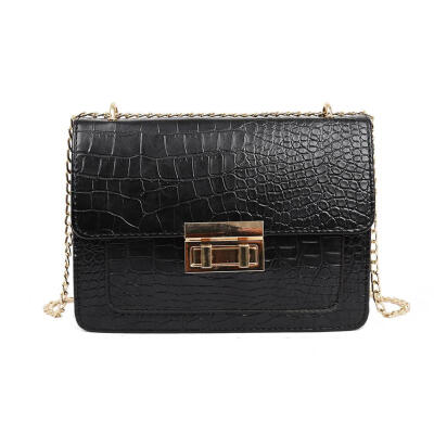 

Retro Chain Flap Stone Pattern Shoulder Handbags Women Leather Satchel Bags