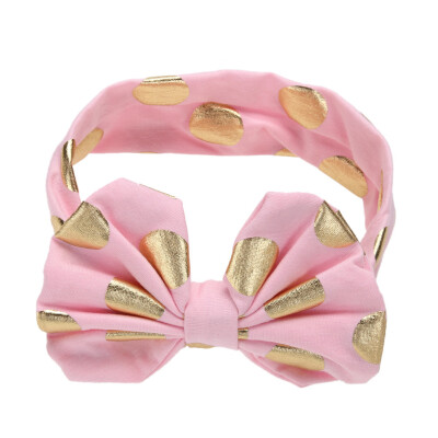 

Kids Baby Girls Metallic Bowknot Hairband Hot Stamping Dot Stretch Headband