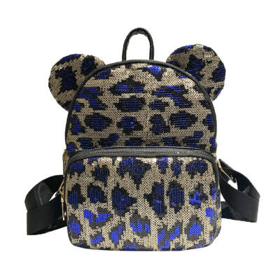 

Leopard Print Sequins Backpacks Teenage Girls Mini School Bag Shoulder Bags