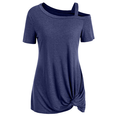 

Knotted Skew Neck Short Sleeve Tee