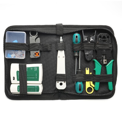 

14pcs Portable Ethernet Network Hardware Bag Tool Network LAN Cable Crimper Pliers Tools Kit Network Repairing Tool Set Dual-use N