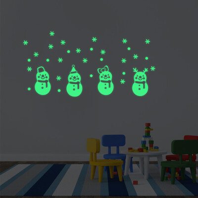 

Gobestart Christmas Glow Snowman Wall Stickers Living Room Luminous Stickers Window Decor