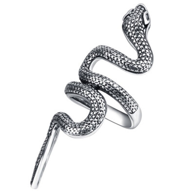 

1pc Men Chic Simple Design Punk Snake Shaped Alloy Wrap Ring Jewelry