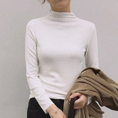 

2018 Women Long Sleeve T Shirts Womens Fashion Harajuku Solid Slim T-shirt