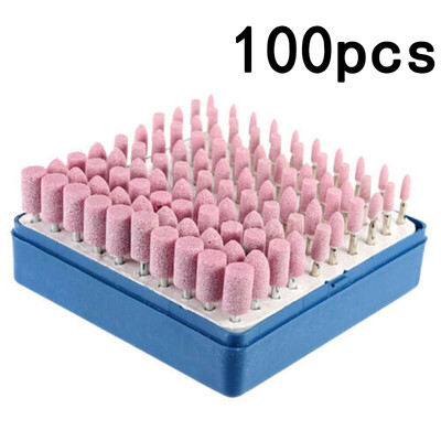 

100x Rotary Assorted Abrasive Stone Point Grinding Head Wheel Polishing Burr Kit