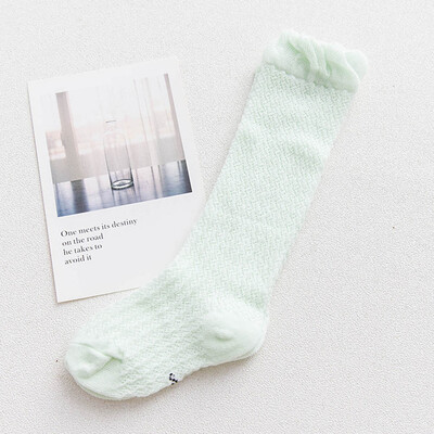 

baby Summer mesh breathable thin baby socks long tube solid color high tube baby socks anti-mosquito cotton