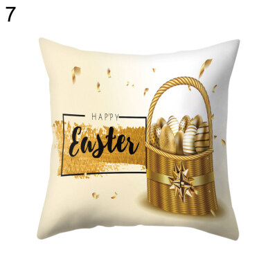 

Happy Easter Egg Pillow Case Sofa Bed Car Office Cushion Cover Festival Decor