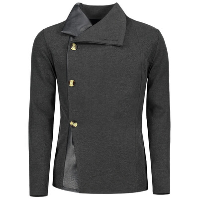 

Button Up Snake Skin Leather Panel Jacket