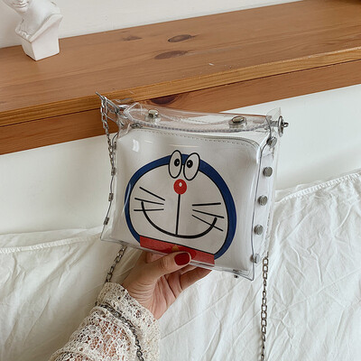 

Qiao Bani 2019 new South Korea Dongdaemun fashion printing cartoon transparent mother bag shoulder diagonal tide handbag