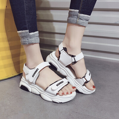 

Thick-soled muffin heels casual shoes sandals Roman shoes low-soled shoes student shoes small fresh panda sole summer style