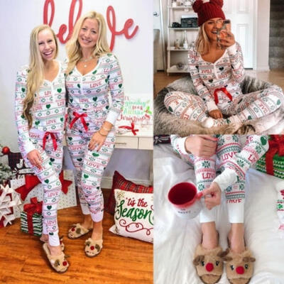 

Family Matching Christmas Pajamas Set Women Baby Kids Santa Print Sleepwear Nightwear