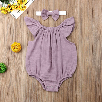 

Newborn Baby Girls Ruffle One-Pieces Romper Bodysuit Jumpsuit Outfits Sunsuit