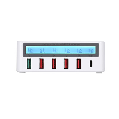 

Smart Charging Station with 6 Ports LCD USB Charging Dock Wireless Charger of Universal Compatibility Charging Station for Family