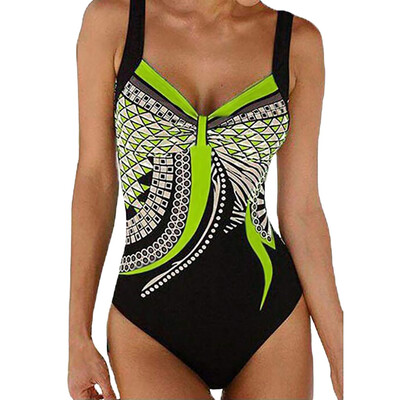 

Saidsome Women Summer Backless Sexy Print Swimwear Beachwear Siamese Swimsuit Bikini Set