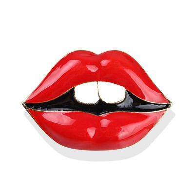 

Red Lips Jewelry Trendy Brooches Pins Sexy Lips Brooch Charm Elegant Simulated Pearl Scarf Wholesale