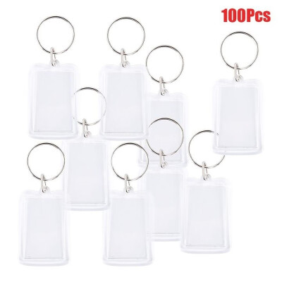 

100pcs Blank Rings Acrylic Photo Key Rings Transparent Blank Insert Photo Picture Frame Keyring Split Ring Keychain Gift