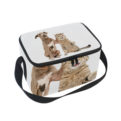 

ALAZA Lunch Box Insulated Lunch Bag Large Cooler Bull Puppy And Cat Tote Bag