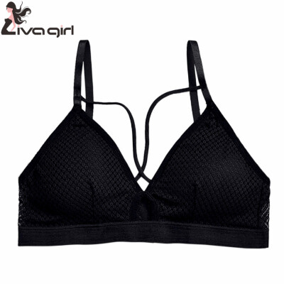 

French Style Bralette Women Bras Seamless Deep-V Lace Bra Wire Free Thin Underwear Sexy Lingerie Soft Bras Ladies Beauty Back