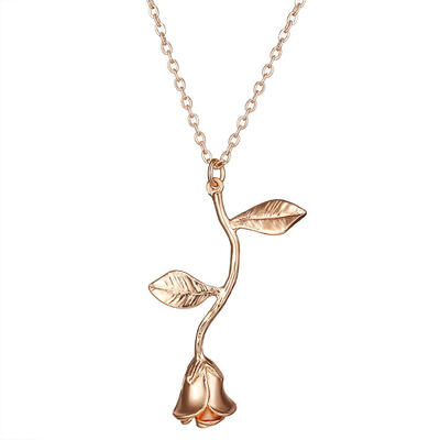 

Bijoux Femme Collier 2018 New Pink Gold Rose Flower Statement Necklace Women Charm Maxi Choker Boho Jewelry Graduation