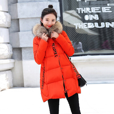 

Roseonmyhand Women Hooded Outwear Warm Coat Long Thicker Fur Collar Cotton Parka Slim Jacket